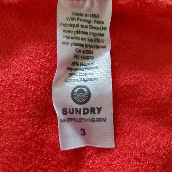 New Sundry Anthro Love Star Print Red Hoodie Pullover Sweatshirt NWT 3/Large - Picture 8 of 10